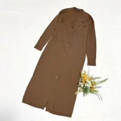 美品✨【ユニクロ】メリノブレンドリブVネックロングカーディガン M ●