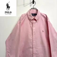 超人気❗️ラルフローレン　ワンポイントロゴシャツ　L 90s刺繍古着希少レア長袖