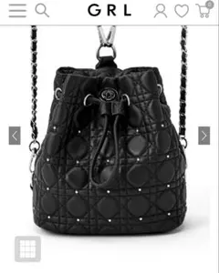 ブラック キルティング バケットバッグ