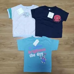 ②新品　９０センチ　男の子　半袖　Tシャツ　３枚セット　かっこいい　たこ　ゾウ