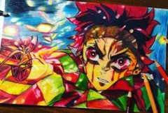 鬼滅の刃　手書きイラスト　ファンアート