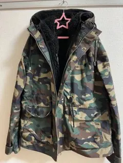 X-girl カモフラージュ柄　ボアベスト付きジャンパー