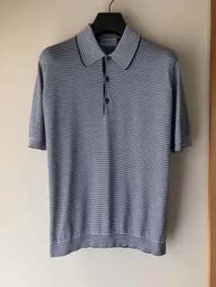 JOHN SMEDLEY コットン 30G ニットポロ ISIS ボーダー Sのサムネイル