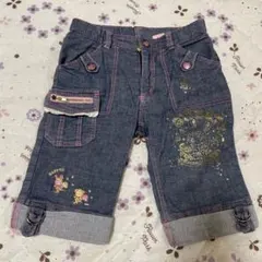 メゾピアノ　ベリエちゃんデニム風ハーフパンツ 刺繍付き