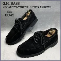 G.H. BASS × BEAUTY＆YOUTH デッキシューズ スウェード 黒のサムネイル