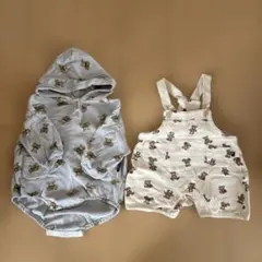 くま柄 ロンパース 70cm