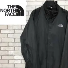 希少 ザノースフェイス ビッグロゴ刺繍 薄手 ブラック ナイロン ジャケット