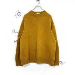 GU セーター(XL)ブラウン 無地 ノームコア 大きいサイズ 毛混 ラグラン