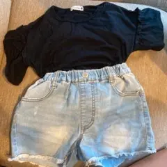 ブランシェス 110cm 袖フリルTシャツ