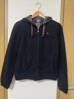 美品✨バーバリーブルーレーベル ニットパーカー 裏地ノバチェック 黒 38