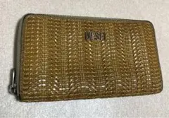 希少 かご編み 長財布 DIESEL 編み込み ラウンドジップ アジアン