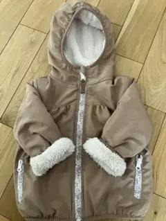 ベージュ フード付きダウンコート 90cm