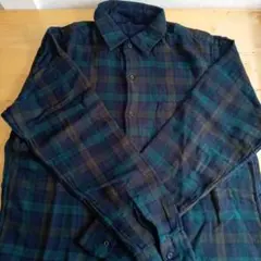 MUJI ネルシャツ ダークグリーン ネイビー チェック おしゃれ　かっこいい