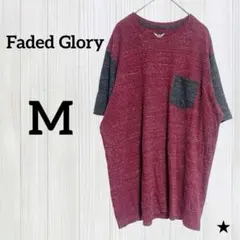 Faded Glory【M】霜降り バイカラー 半袖 Tシャツ 赤 ビッグサイズのサムネイル