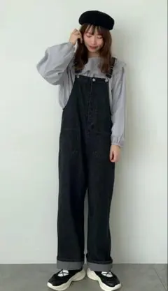 【Samansa Mos2】サマンサモスモス デニム/花柄アソートサロペット