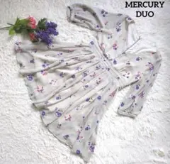 美品✨MERCURYDUO【シフォン】【光沢】【袖シアー】花柄長袖ワンピース