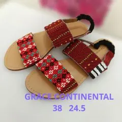 美品★GRACE CONTINENTAL★ ビーズ装飾　サンダル 38　24.5