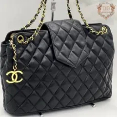 シャネル デカココチャーム マトラッセ チェーンショルダー ブラック ラム 黒