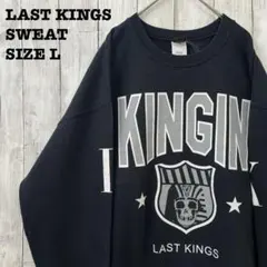 アメリカ古着LAST KINGS プリントスエットトレーナー　サイズL黒ブラック
