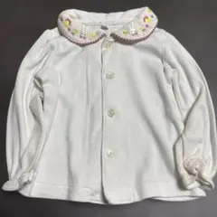 ホワイト刺繍付きシャツ 約80cm うさぎブラウス80