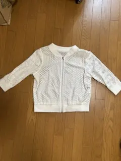 メッシュ ジップアップジャケットXLアイボリー