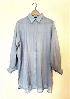 【w closet】長袖シャツ ブルー シアー素材 ロング フリーサイズ