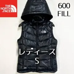美品希少 ノースフェイス ダウンベスト 600FP フード付 レディースS 黒