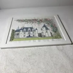 クロスステッチ　刺繍アート作品 城と花の風景