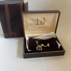 ダンヒルdunhill カフス ゴールド ブラック ロゴ　未使用品