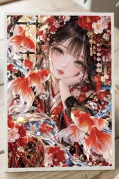 デジタルスピリチュアルアート 澄み渡る心の水鏡 開運 ポストカード イラスト