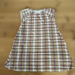 袖のスリットとチェック柄が可愛い⭐︎女の子のフレンチスリーブワンピース⭐︎のサムネイル