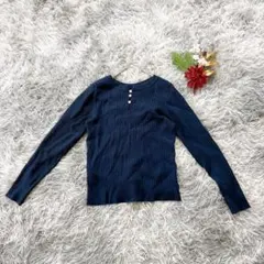 ナチュラルクチュール (F) 長袖 パール付 2WAY リブニット 大人可愛い