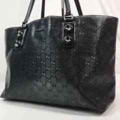 GUCCI GG柄 インプリメ レザー ブラック 黒 トートバッグ 肩掛け A4のサムネイル
