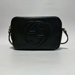 GUCCI ソーホー ショルダーバッグ インターロッキング ブラック レザー