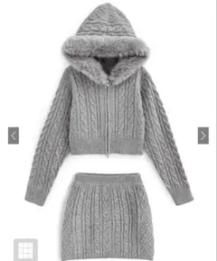 GRL グレイル グレー トップス ニット スカート セットアップ