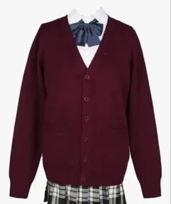 CAAFURE バーガンディ Vネックカーディガン