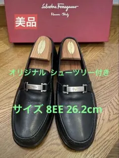 フェラガモ ビジネスシューズ8EE26.2cm幅広 カーフ本革黒 シューツリー付のサムネイル