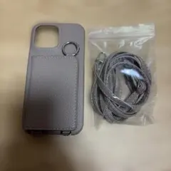 iPhone用 ショルダーケース ミラー付き グレージュ