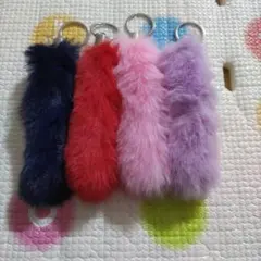 カラフルファーキーホルダーセット　しっぽ　尻尾　キーホルダー　推し活　ふわもこ
