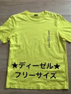 DIESEL イエロー Tシャツ ポケット付き　ディーゼル