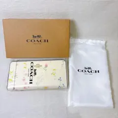 ✨新品未使用✨COACHラウンド長財布 ホワイト花柄 アウトレット