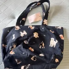 犬柄 トートバッグ ネイビー