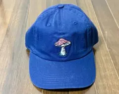 ネイビー キノコ刺繍 キャップ