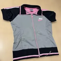 美品 NIKE DRI-FIT ジップアップジャージ S グレー/黒/ピンク