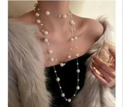 超人気♡レディース♡ネックレス♡ロング　パール風