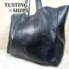 SHIPS✨ TUSTING別注　ビジネストート　オールレザー　型押しロゴ　A4 SHIPS✨ TUSTING別注 ビジネストート オールレザー 型押しロゴ