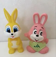 JA 貯金箱 うさぎ 2体セット ソフビ　昭和レトロのサムネイル