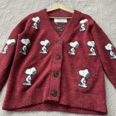 ジェラートピケ SNOOPYコラボ JQD カーディガン レッド