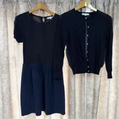 KUMIKYOKU 組曲　ネイビー　カーディガン・ワンピースセット フォーマル