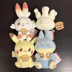 ポケピース　ぬいぐるみ　おいしいじかん　ピカチュウ　ゴンベ　ヒバニー　マホミル